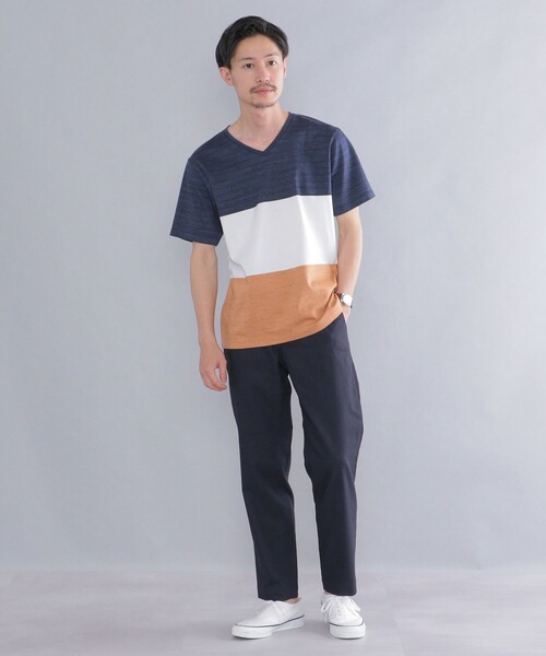 SHIPS(シップス)の「SHIPS: スペック ワイドボーダー/パネル Vネック Tシャツ(Tシャツ/カットソー・メンズ・カーキ/ブラック/ライトブルー/ネイビー/ライトオリーブ・SMALL/MEDIUM/LARGE/X-LARGE)」の19枚目の写真