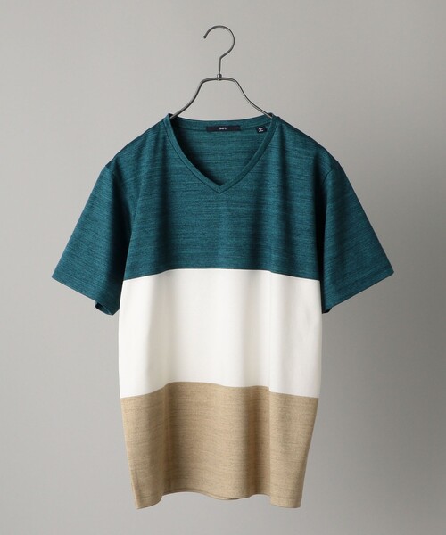 SHIPS(シップス)の「SHIPS: スペック ワイドボーダー/パネル Vネック Tシャツ(Tシャツ/カットソー・メンズ・カーキ/ブラック/ライトブルー/ネイビー/ライトオリーブ・SMALL/MEDIUM/LARGE/X-LARGE)」の15枚目の写真