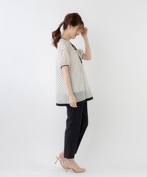 SONO LIMITED STORE ストレッチジャガードドット切り替えブラウス SONO LIMITED STORE ストレッチジャガードドット切り替え