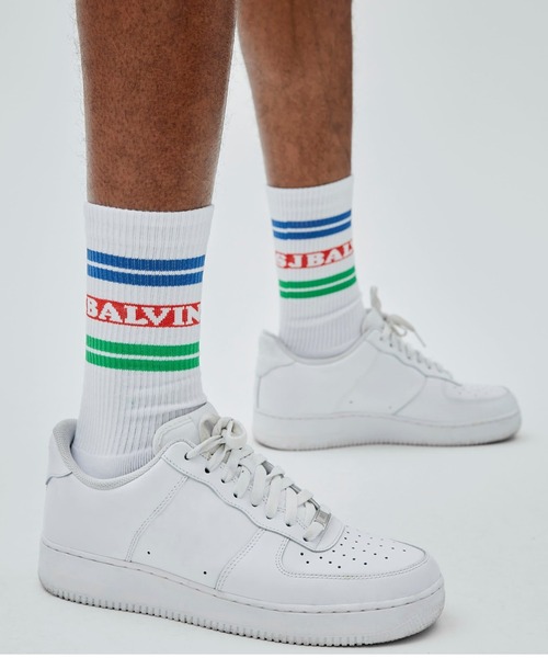 Guess（ゲス）の「GUESS Originals x J Balvin Striped Crew Socks（ソックス/靴下・メンズ・その他・ONE SIZE）」の2枚目の写真