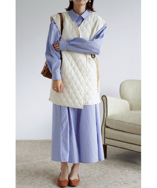 &. NOSTALGIA(アンドドットノスタルジア)の「【ZOZO限定】キルティングラップジレベスト(ベスト・レディース・カーキ/アイボリー/レンガ・FREE)」の4枚目の写真