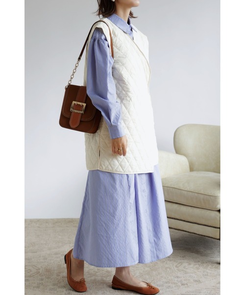 &. NOSTALGIA(アンドドットノスタルジア)の「【ZOZO限定】キルティングラップジレベスト(ベスト・レディース・カーキ/アイボリー/レンガ・FREE)」の5枚目の写真