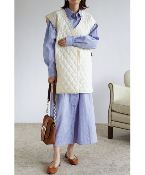 &. NOSTALGIA(アンドドットノスタルジア)の「【ZOZO限定】キルティングラップジレベスト(ベスト・レディース・カーキ/アイボリー/レンガ・FREE)」の9枚目の写真