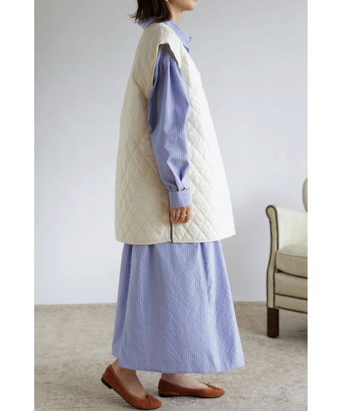 &. NOSTALGIA(アンドドットノスタルジア)の「【ZOZO限定】キルティングラップジレベスト(ベスト・レディース・カーキ/アイボリー/レンガ・FREE)」の10枚目の写真