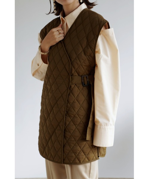 &. NOSTALGIA(アンドドットノスタルジア)の「【ZOZO限定】キルティングラップジレベスト(ベスト・レディース・カーキ/アイボリー/レンガ・FREE)」の17枚目の写真