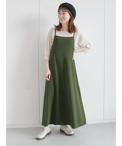 ehka sopo(エヘカソポ)の「◎カットキャミワンピース(ワンピース・レディース・グレー/カーキ/ブラック・フリ-)」の14枚目の写真