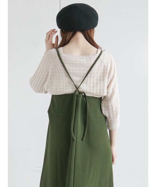 ehka sopo(エヘカソポ)の「◎カットキャミワンピース(ワンピース・レディース・グレー/カーキ/ブラック・フリ-)」の7枚目の写真