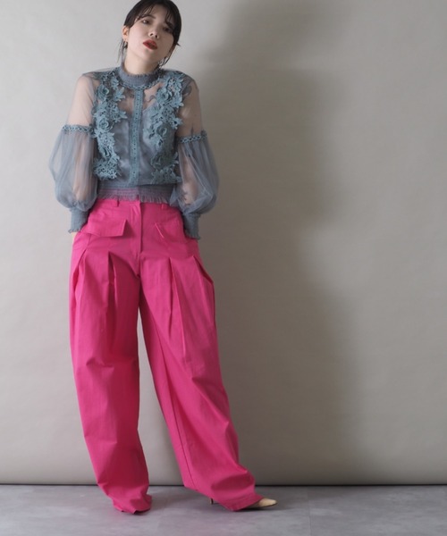Bloom Closet(ブルームクローゼット)の「ダブルタックフラップフレアパンツ(その他パンツ・レディース・ピンク・MEDIUM/LARGE)」の7枚目の写真