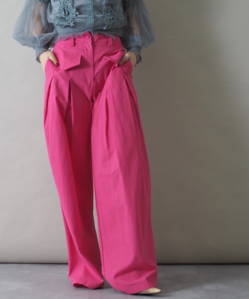 Bloom Closet(ブルームクローゼット)の「ダブルタックフラップフレアパンツ(その他パンツ・レディース・ピンク・MEDIUM/LARGE)」の4枚目の写真