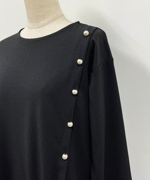 PICCIN（ピッチン）の「サイドプリーツパールワンピース（ワンピース・レディース・ブラック/モカ・M/L）」の11枚目の写真