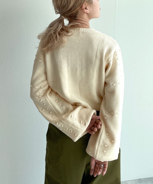 ヴィンテージ ハンドニット3D刺繍カーディガン ウール イタリア製 ポップコーン popcorn cable knit cardigan – idem