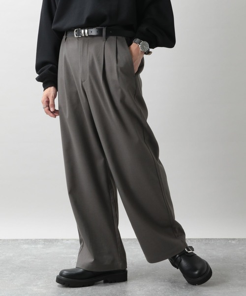 RAGEBLUE(レイジブルー)の「TRストレッチ/タックワイドパンツ(スラックス・メンズ・ブラック/ダークブラウン/オフホワイト/ダークグレー・SMALL/MEDIUM/LARGE)」の3枚目の写真