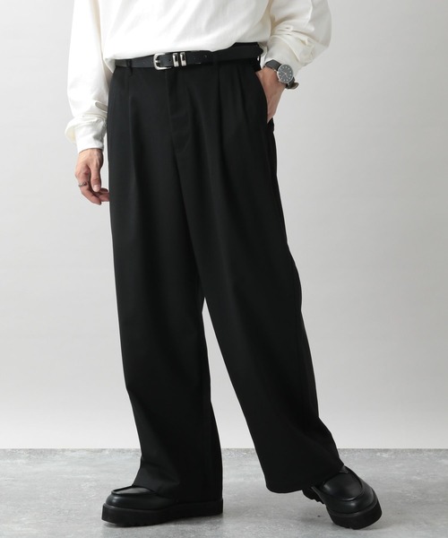 RAGEBLUE(レイジブルー)の「TRストレッチ/タックワイドパンツ(スラックス・メンズ・ブラック/ダークブラウン/オフホワイト/ダークグレー・SMALL/MEDIUM/LARGE)」の2枚目の写真