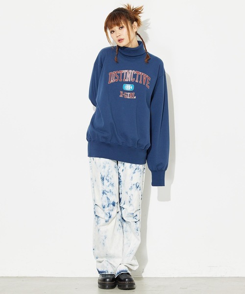 X-girl(エックスガール)の「COLLEGE LOGO HIGH NECK SWEAT(スウェット・レディース・チャコール/ピンク/ネイビー・S/M)」の8枚目の写真