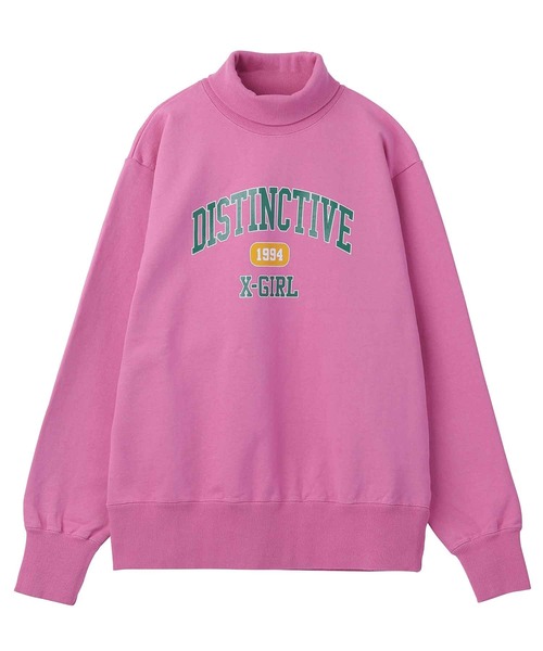 X-girl(エックスガール)の「COLLEGE LOGO HIGH NECK SWEAT(スウェット・レディース・チャコール/ピンク/ネイビー・S/M)」の9枚目の写真
