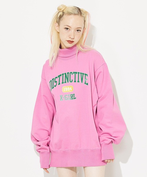 X-girl(エックスガール)の「COLLEGE LOGO HIGH NECK SWEAT(スウェット・レディース・チャコール/ピンク/ネイビー・S/M)」の20枚目の写真