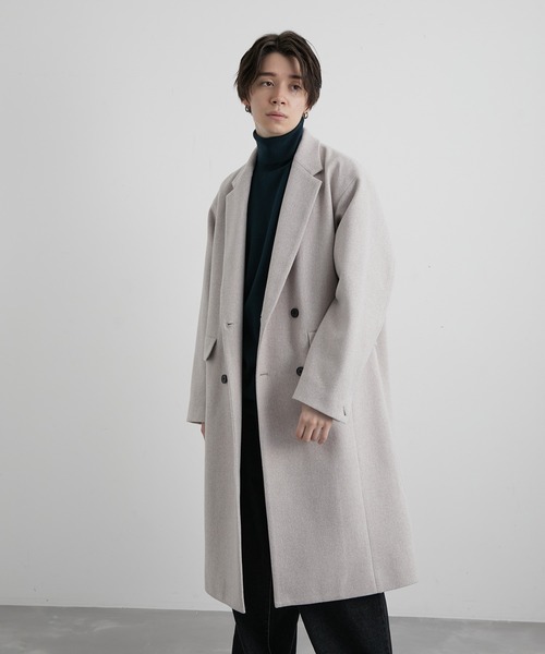 JUNRED(ジュンレッド)の「ウーリーニットダブルチェスターコート(チェスターコート・メンズ・ブラック/ベージュ/ブラウン・LL/S/M/L)」の3枚目の写真