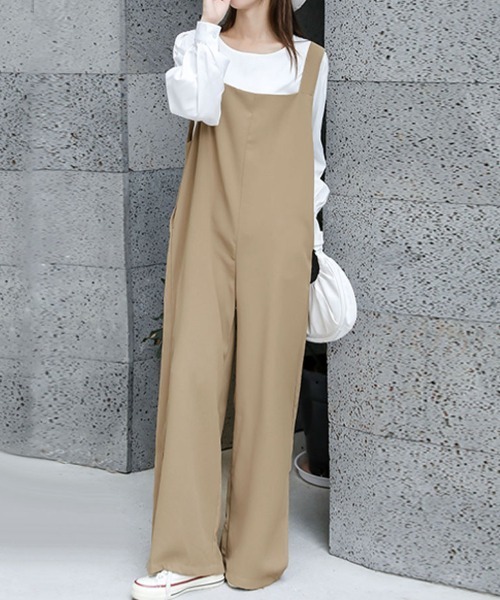 Doux Belle（ドゥーベル）の「サイドスリットワイドパンツ オールインワン（サロペット/オーバーオール・レディース・ブラック/ブラウン・FREE）」の7枚目の写真