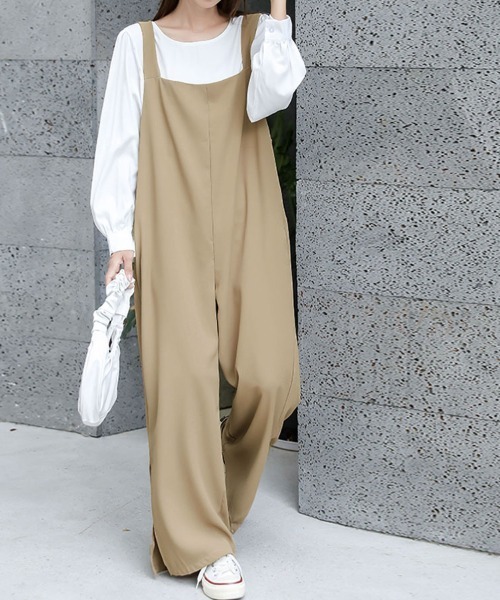 Doux Belle（ドゥーベル）の「サイドスリットワイドパンツ オールインワン（サロペット/オーバーオール・レディース・ブラック/ブラウン・FREE）」の12枚目の写真