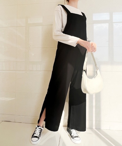 Doux Belle（ドゥーベル）の「サイドスリットワイドパンツ オールインワン（サロペット/オーバーオール・レディース・ブラック/ブラウン・FREE）」の11枚目の写真