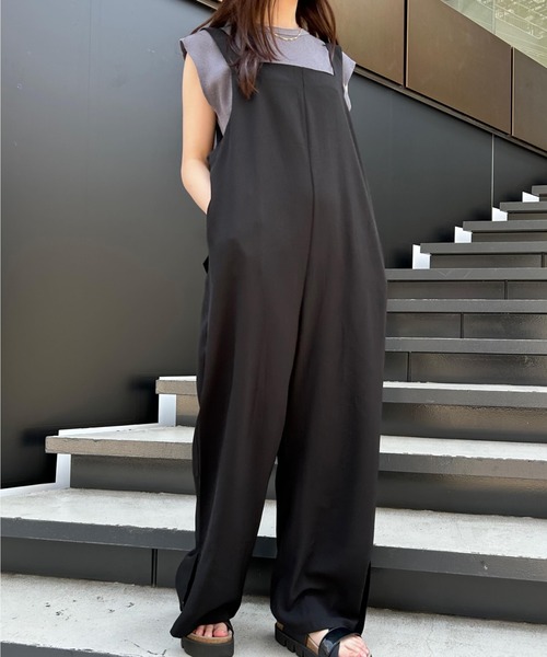 Doux Belle（ドゥーベル）の「サイドスリットワイドパンツ オールインワン（サロペット/オーバーオール・レディース・ブラック/ブラウン・FREE）」の18枚目の写真