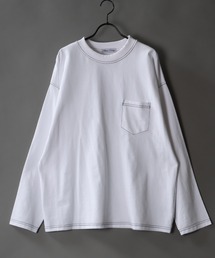 wide silhouette color stitch Heavy weight T-shirt/ワイドシルエット カラーステッチ ヘビーウェイト ロングスリーブTシャツ
