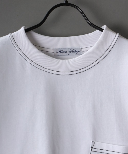 SITRY(シトリー)の「wide silhouette color stitch Heavy weight T-shirt/ワイドシルエット カラーステッチ ヘビーウェイト ロングスリーブTシャツ(Tシャツ/カットソー・メンズ・グリーン/ベージュ/ブラック/ホワイト・M/LL/L)」の5枚目の写真