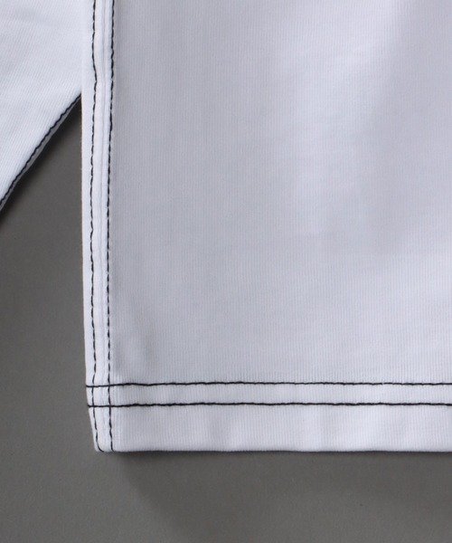 SITRY(シトリー)の「wide silhouette color stitch Heavy weight T-shirt/ワイドシルエット カラーステッチ ヘビーウェイト ロングスリーブTシャツ(Tシャツ/カットソー・メンズ・グリーン/ベージュ/ブラック/ホワイト・M/LL/L)」の7枚目の写真