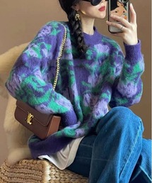 SpRay | シャギーぼかし花柄ニット(ニット/セーター)