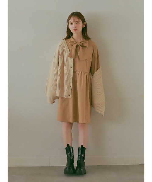 ehka sopo（エヘカソポ）の「【so4u×ehkasopo】2WAYリボンワンピース（ワンピース・レディース・ベージュ/ブラウン・ﾌﾘ-）」の5枚目の写真