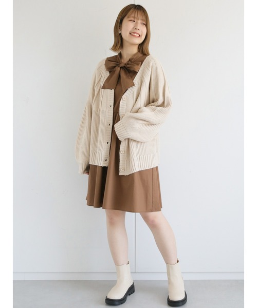 ehka sopo（エヘカソポ）の「【so4u×ehkasopo】2WAYリボンワンピース（ワンピース・レディース・ベージュ/ブラウン・ﾌﾘ-）」の14枚目の写真