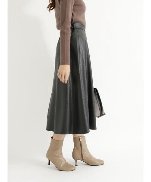 Te chichi（テチチ）の「キルト風パンチングレザーフレアスカート（スカート・レディース・カーキ/ブラック・SMALL/MEDIUM）」の7枚目の写真