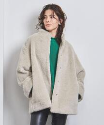 UNITED ARROWS | フェイクファー ミドル コート(ノーカラーコート)