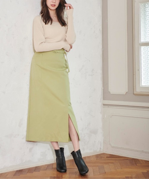 FREE'S MART（フリーズマート）の「◆[低身長サイズ/Sシリーズ]ベルト付ハイウエストナロースカート（スカート・レディース・ブラック/グリーン/グレー系その他/ベージュ系その他・SMALL/MEDIUM/X-SMALL）」の5枚目の写真