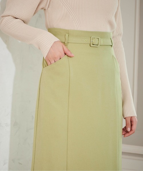 FREE'S MART（フリーズマート）の「◆[低身長サイズ/Sシリーズ]ベルト付ハイウエストナロースカート（スカート・レディース・ブラック/グリーン/グレー系その他/ベージュ系その他・SMALL/MEDIUM/X-SMALL）」の6枚目の写真