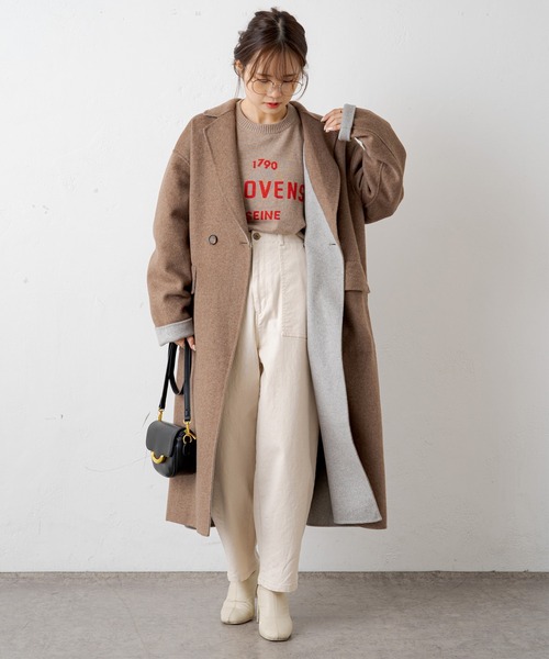 PUAL CE CIN（ピュアルセシン）の「ロゴインターシャニットプルオーバー（ニット/セーター・レディース・ベージュ/グレー・FREE）」の7枚目の写真