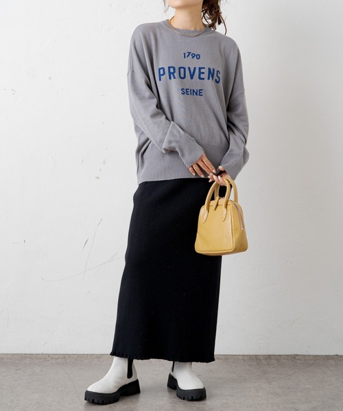 PUAL CE CIN（ピュアルセシン）の「ロゴインターシャニットプルオーバー（ニット/セーター・レディース・ベージュ/グレー・FREE）」の12枚目の写真