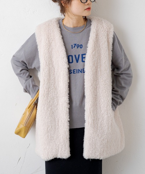 PUAL CE CIN（ピュアルセシン）の「ロゴインターシャニットプルオーバー（ニット/セーター・レディース・ベージュ/グレー・FREE）」の11枚目の写真