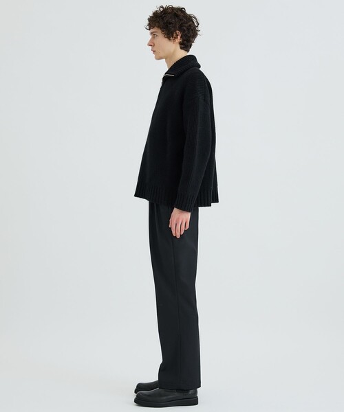 CITY アンゴラ　ウール　アゼハーフジップニット ブラック　1 city（シティ）の「AZE HALF ZIP KNIT/アゼハーフジップニット（ニット