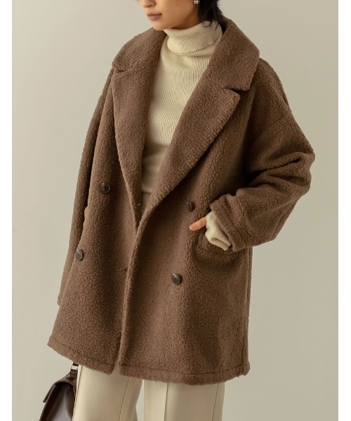 [低身長サイズ有]オーバーサイズダブルブレストボアコート