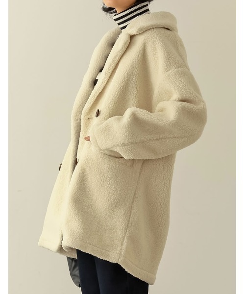 [低身長サイズ有]オーバーサイズダブルブレストボアコート