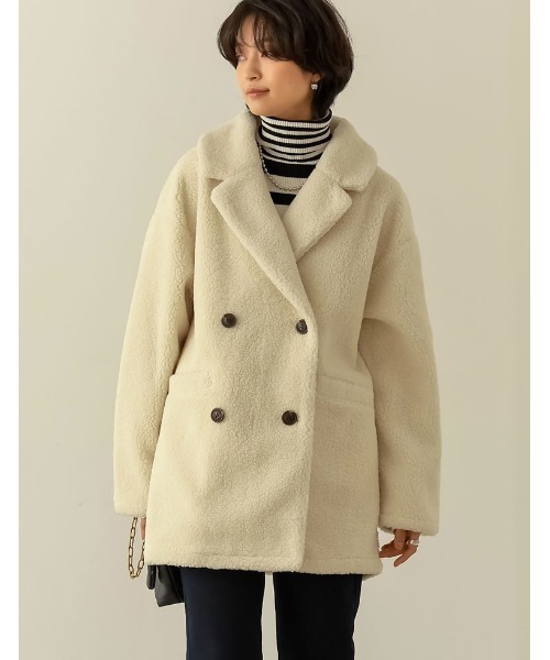 [低身長サイズ有]オーバーサイズダブルブレストボアコート