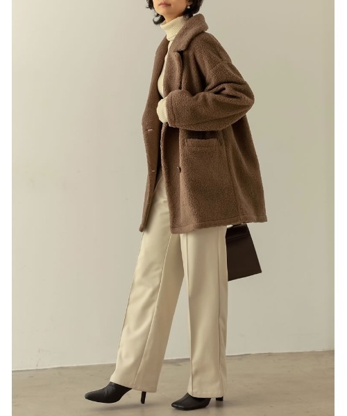 [低身長サイズ有]オーバーサイズダブルブレストボアコート