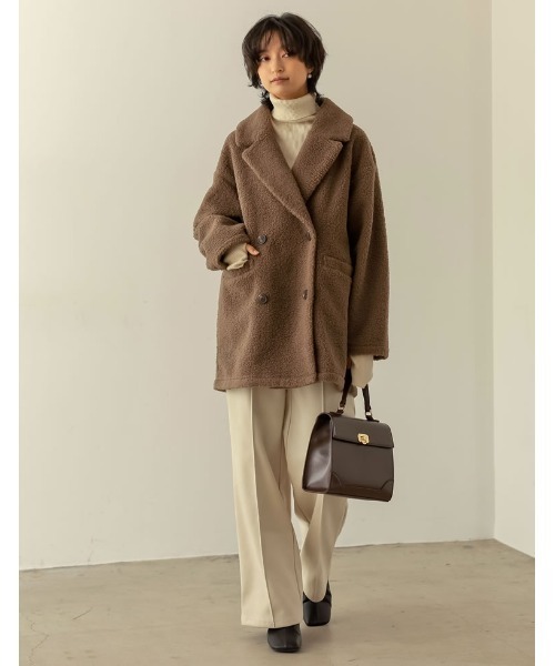 [低身長サイズ有]オーバーサイズダブルブレストボアコート