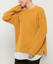 裾レイヤードニットプルオーバー