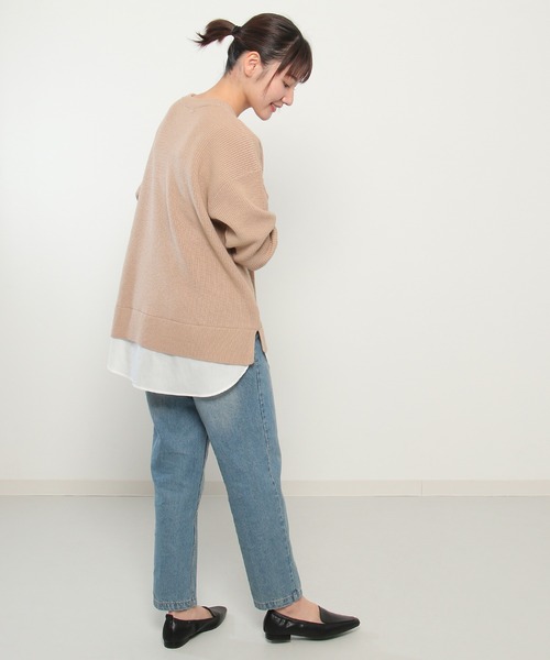 ikka（イッカ）の「裾レイヤードニットプルオーバー（ニット/セーター・レディース・ブラック/ベージュ/イエロー/ブルー・M/L）」の7枚目の写真
