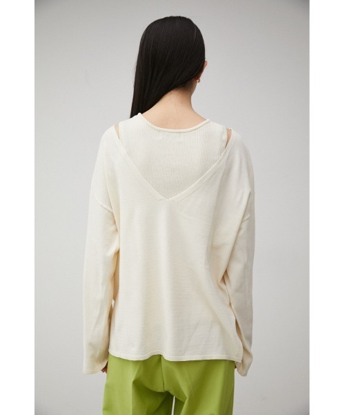 AZUL by moussy（アズールバイマウジー）の「2WAY LAYERED DEEP V/N TOPS/2WAYレイヤードディープブイネックトップス（シャツ/ブラウス・レディース・ブラック/オフホワイト/オレンジ・SMALL/MEDIUM）」の14枚目の写真