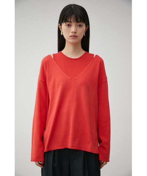 AZUL by moussy（アズールバイマウジー）の「2WAY LAYERED DEEP V/N TOPS/2WAYレイヤードディープブイネックトップス（シャツ/ブラウス・レディース・ブラック/オフホワイト/オレンジ・SMALL/MEDIUM）」の19枚目の写真