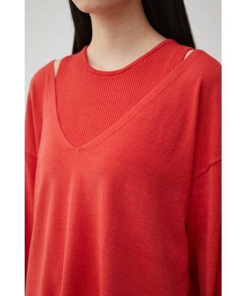 AZUL by moussy（アズールバイマウジー）の「2WAY LAYERED DEEP V/N TOPS/2WAYレイヤードディープブイネックトップス（シャツ/ブラウス・レディース・ブラック/オフホワイト/オレンジ・SMALL/MEDIUM）」の22枚目の写真