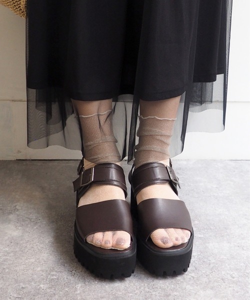 あしながおじさん(アシナガオジサン)の「厚底サンダル 7210093(サンダル・レディース・ダークブラウン/ライトグレー/ブラック・22.5cm/23.0cm/23.5cm/24.0cm/24.5cm)」の1枚目の写真